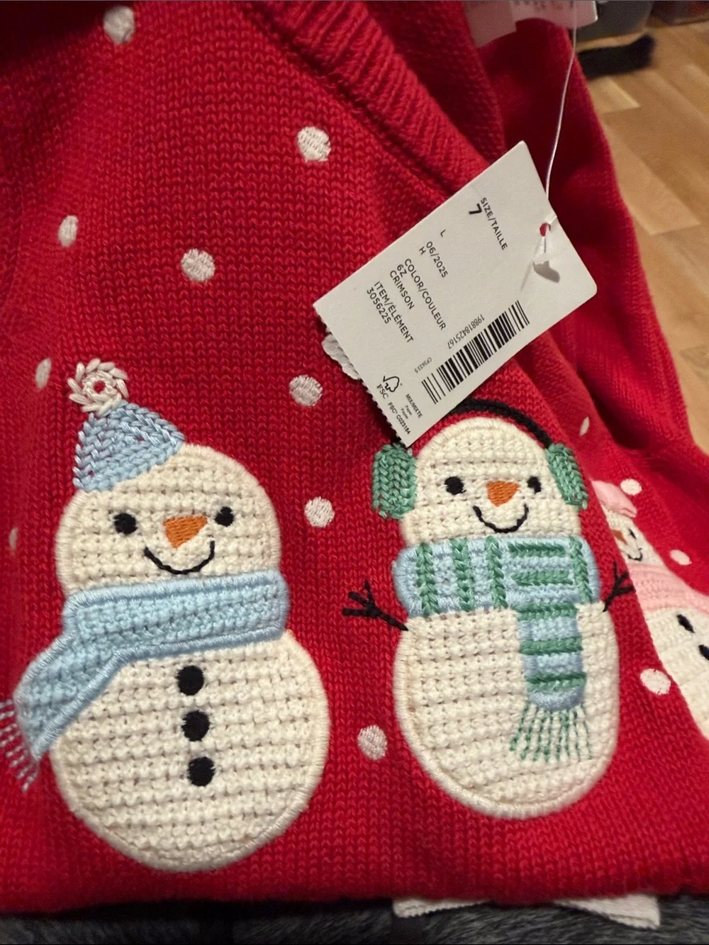 Gymboree Red Snowman Cable-Knit Holiday Dress 7 NWT